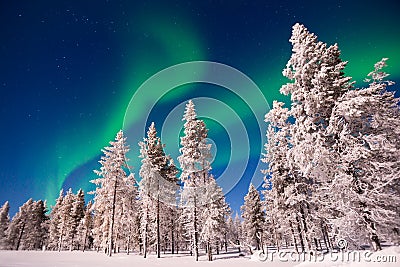 Northern lights, Aurora Borealis in Lapland Finland Stock Photo