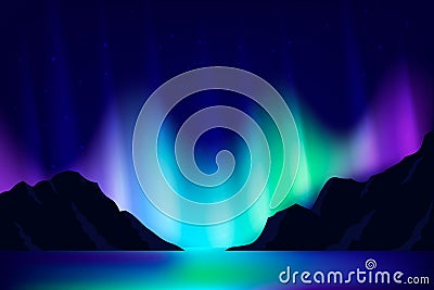 Northern lights background. Vector Illustration