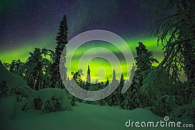 Northern lights in Finish Lapland Stock Photo