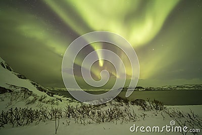 Northern Lights on the Kola Peninsula. Teriberka, Murmansk region, Russia Stock Photo