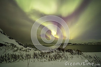 Northern Lights on the Kola Peninsula. Teriberka, Murmansk region, Russia Stock Photo