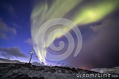 Northern Lights on the Kola Peninsula. Teriberka, Murmansk region, Russia Stock Photo