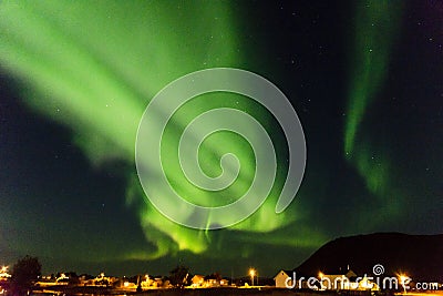 Northern lights in Myre in Norway Stock Photo