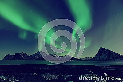 Northern Lights in Norway Stock Photo