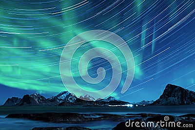 Northern Lights in Norway Stock Photo