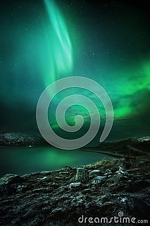 The Northern Lights Rising Stock Photo
