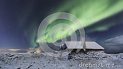 Northern Lights in winter Stock Photo