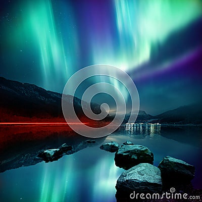 Northern Lights & x28;aurora borealis& x29; Stock Photo
