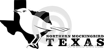 The Northern Mockingbird symbol of Texas Independence Day Vector Illustration