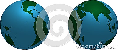 Northern and southern hemispheres of planet Earth, realistic 3D vector image on a transparent background Stock Photo