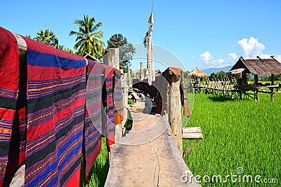Northern thai traditional textiles hanging Stock Photo