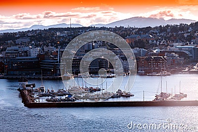 Northern Tromso city port background Editorial Stock Photo