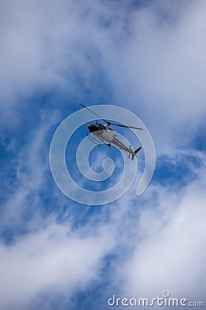 Northridge, CA / United States - May 27, 2019: LAPD Air Unit and Patrol Units respond to brandishing/ADW call in suburban Editorial Stock Photo