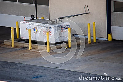 A ConVault waste oil container located at the vacant Sears Auto Center facility at at 1000 Northridge Fashion Ctr. Editorial Stock Photo