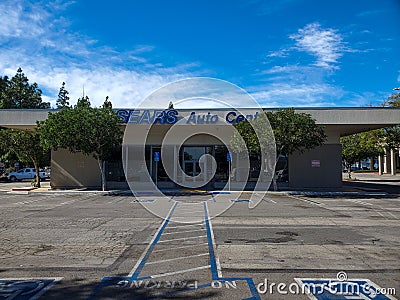 The vacant Sears Auto Center facility at at 1000 Northridge Fashion Ctr. will be the site of the Porto`s Bakery in Northridge. Editorial Stock Photo