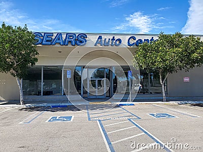 The vacant Sears Auto Center facility at at 1000 Northridge Fashion Ctr. will be the site of the Porto`s Bakery in Northridge. Editorial Stock Photo