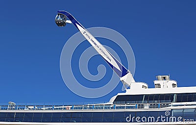 The NorthStar observation tower at the newest Royal Caribbean Cruise Ship Quantum of the Seas docked at Cape Liberty Cruise Port Editorial Stock Photo