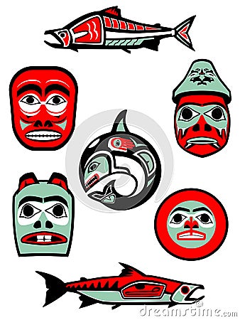 Northwest Coast Native Designs Vector Illustration