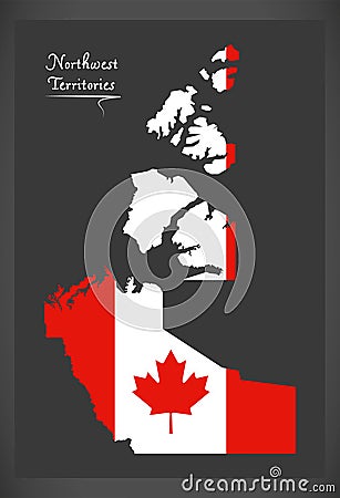 Northwest Territories Canada map with Canadian national flag Vector Illustration