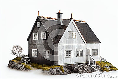 norvegian house isolated on white Stock Photo