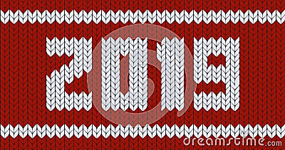 Norvegian traditional knit sweater with 2019 text . Red christmas and new year background template. 2019 year textile Vector Illustration