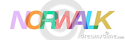 NORWALK. The name of the city on a white background. Vector design template for poster, postcard, banner Vector Illustration