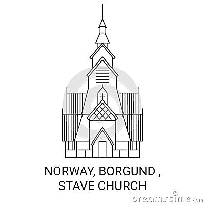 Norway, Borgund , Stave Church travel landmark vector illustration Vector Illustration