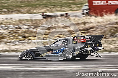 Norway drag racing, black racing car while driving Editorial Stock Photo
