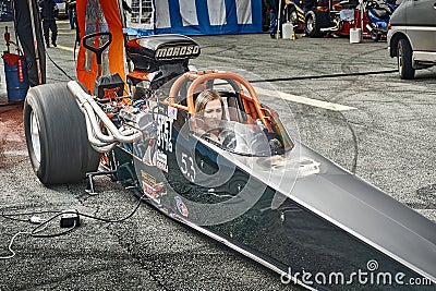 Norway drag racing, driver in a black race car front view Editorial Stock Photo