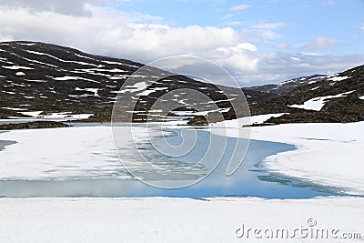 Norway frozen lake Stock Photo