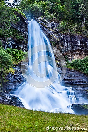 Norway, Hordaland county. Famous Steinsdalsfossen waterfall. Scandinavian nature Stock Photo