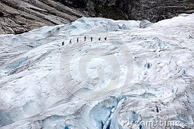 Norway, Jostedalsbreen National Park. Famous Briksdalsbreen glac Stock Photo