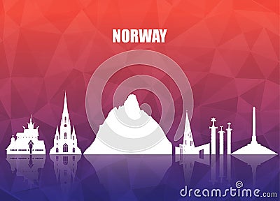 Norway Landmark Global Travel And Journey paper background. Vector Design Template.used for your Vector Illustration