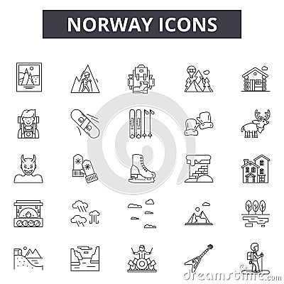 Norway line icons, signs, vector set, outline illustration concept Vector Illustration