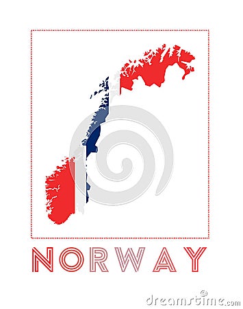 Norway Logo. Map of Norway with country name and. Vector Illustration