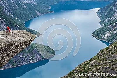 Norway Mountain Trolltunga Odda Fjord Norge Hiking Trail Stock Photo