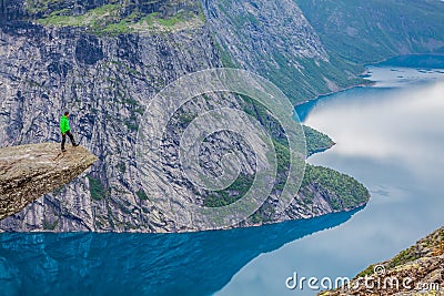 Norway Mountain Trolltunga Odda Fjord Norge Hiking Trail Stock Photo