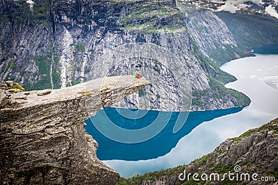 Norway Mountain Trolltunga Odda Fjord Norge Hiking Trail Stock Photo