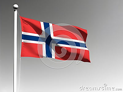 Norway national flag waving on gray background Stock Photo
