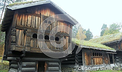 Norway, Oslo, The Norwegian Museum of Cultural History, ancient Viking housing Editorial Stock Photo