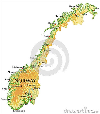 Norway Relief map Vector Illustration