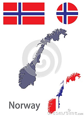 Country Norway silhouette and flag vector Vector Illustration