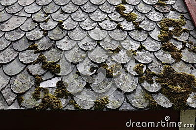 Norway traditional stone slate roof Stock Photo