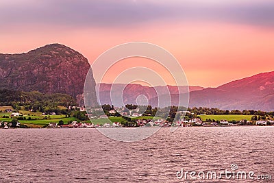 Norway traditional village sunset Stock Photo
