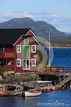 Norwegian boat-house Stock Photo