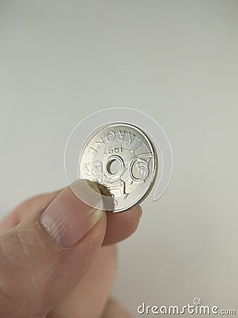 Norwegian coin, krone Stock Photo