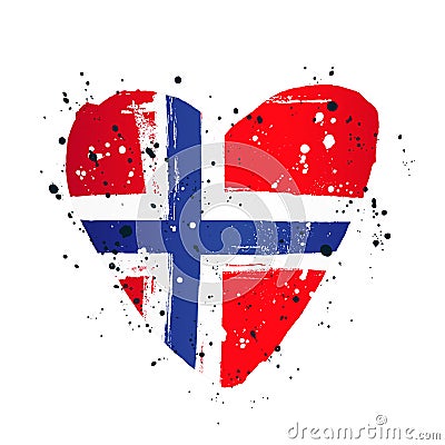 Norwegian flag in the form of a big heart. Vector illustration Vector Illustration