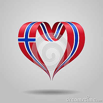 Norwegian flag heart-shaped ribbon. Vector illustration. Vector Illustration