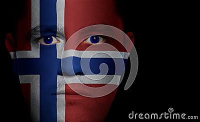 Norwegian Flag - Male Face Stock Photo