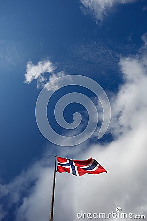 Norwegian flag in sky Stock Photo